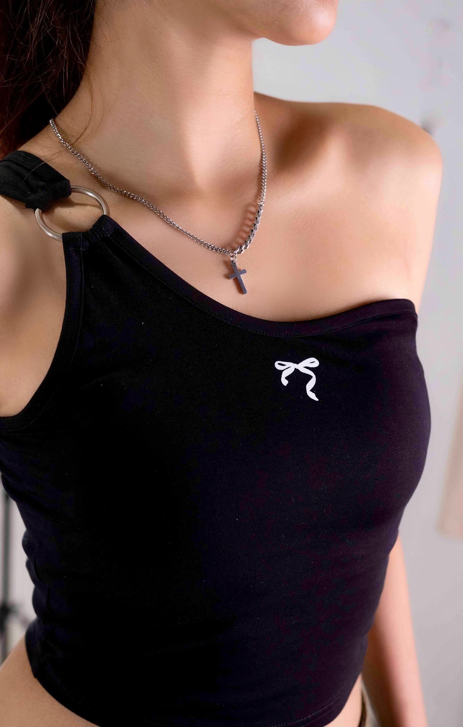 AMY Asymmetrical Black Top